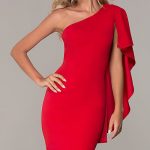 Short One-Shoulder Red Cocktail Dress - PromGi