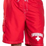 LIFEGUARD Officially Licensed Red Men's Board Shorts Swim Trunks .