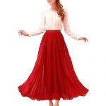 Long Dark Red Maxi Skirt: Amazon.c