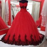 Plus size Gothic Black and Red Wedding Dresses Lace Ball Bridal .