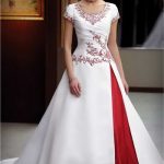 Wedding dresse with sleeves in red and white color | Red wedding .
