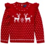 Polo Ralph Lauren Little Girls Ruffled Reindeer Sweater - Park .