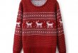 Red Reindeer Embroidered Knitted Sweater on Luul