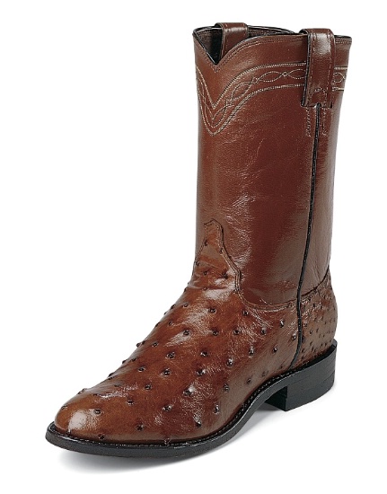 Justin 3105 Men's Exotic Roper Boot with Antique Brown Full Quill .