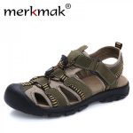 Buy Merkmak Summer Men Sandals Genuine Leather Breathable Shoes .
