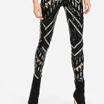 High Waisted Patterned Sequin Leggings | Expre