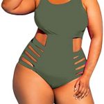 Flawerwumen Womens One Piece Bandage Swimwear High Waist Plus Size .