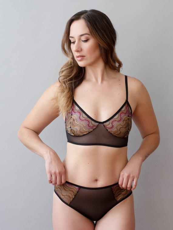 Lace and Mesh Sheer Bra 'Sweet Pea' Lacy Bralette | Et