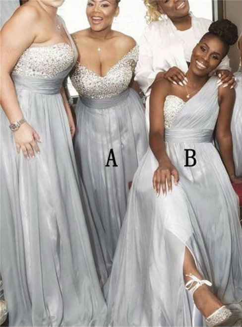 Silver Bridesmaid Dresses & Silver Gow