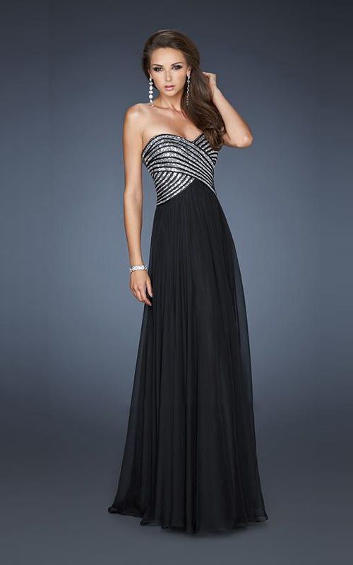 Long Black and Silver Bridesmaid dress. | Black prom dresses, Prom .