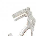 Pretty Glitter Heels - Silver Heels - Ankle Strap Heels - $29.