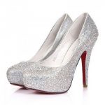 Silver Celebrities Love Super High Heels Sparkle Prom Shoes .