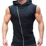 Men's Workout Gym Sleeveless Hoodie Bodybuilding Muscle Vest .