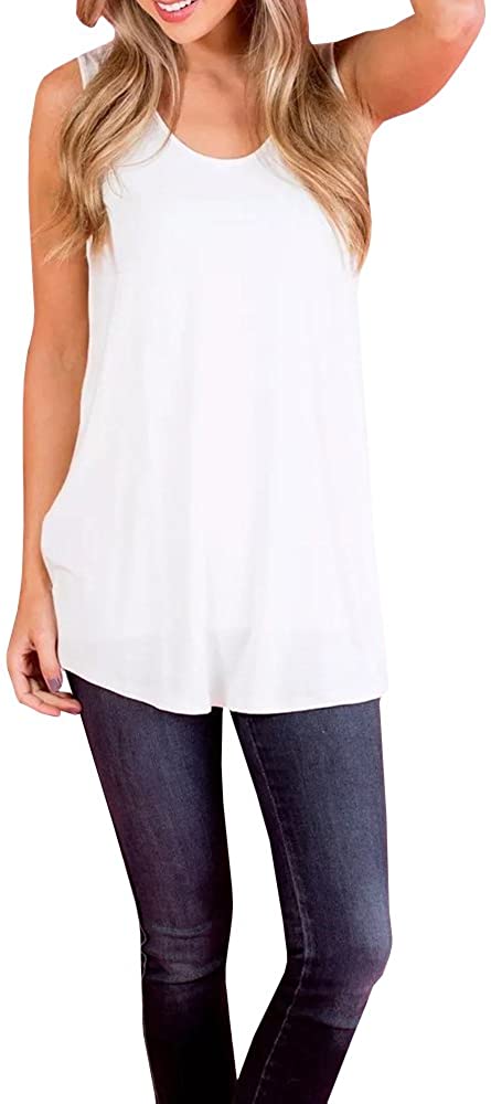 Womens Flowy Tank Tops Summer Swing Loose Fitting T Shirts .