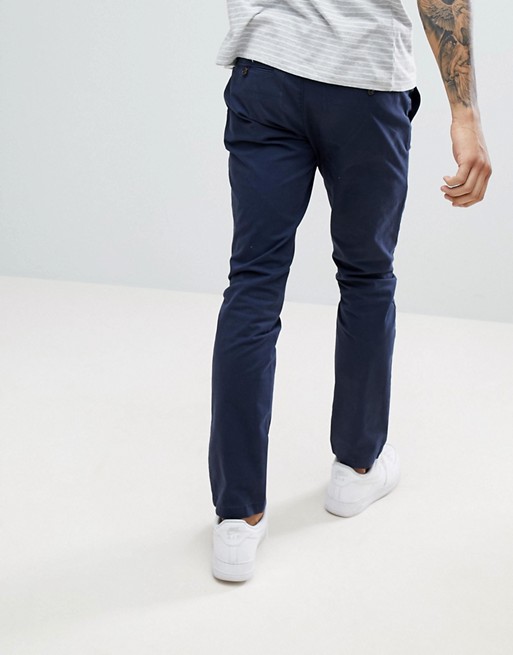 Tommy Hilfiger Bleecker Slim Fit Chinos Back Flag Logo in Navy | AS
