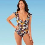 Women's Slimming Control Ruffle Sleeve One Piece Swimsuit - Beach .