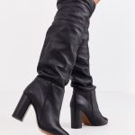 Depp black leather slouch knee boots | AS