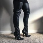 Shoes | Black Leather Thigh High Stiletto Boots 85 Italy | Poshma