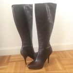 Via Spiga Shoes | Brown Genuine Leather Stiletto Boots | Poshma