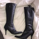Nine West Shoes | Black Leather Stiletto Boots | Poshma
