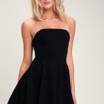Cute Black Dress - Strapless Dress - Strapless Skater Dre