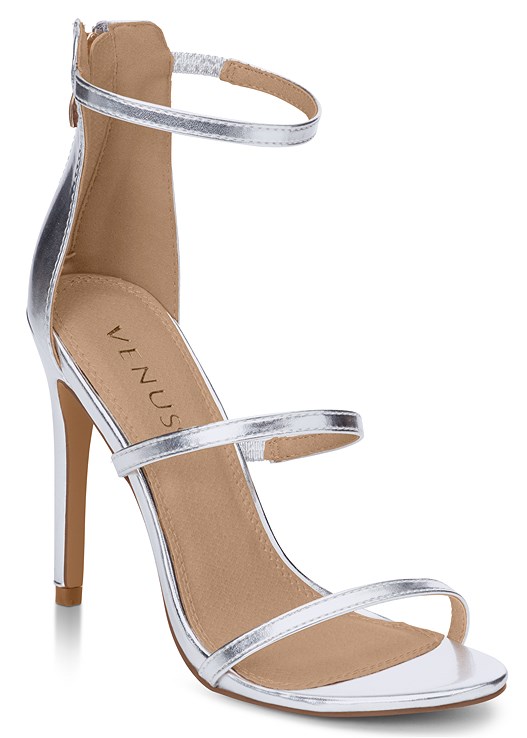 High Heel Strappy Sandals in Silver | VEN