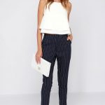 Sunday Girl Navy Blue Striped Pants | Summer work outfits, Fashion .