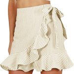 Amazon.com: Women Mini Short Skirts,Summer Stripe Ruffle High .