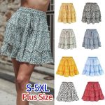 Loose Chiffon Skirt Women Summer Ruffled Floral Skirt Printed .