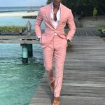 2019 Latest Coat Pants Designs Summer Beach Men Pink Suits For .