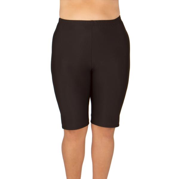 Women's Plus Size Swim or Bike Shorts - Long (Black) | Curvy .