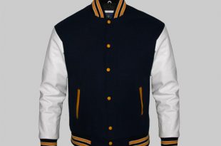 Custom Letterman Jackets for Men Black Wool and White Genuine Leath