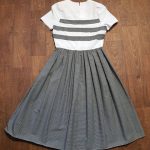 1950s Vintage Black & White Cotton Swing Dress UK Size 8 | Et