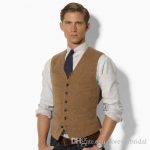 2019 New Classic Fashion Brown Tweed Waistcoat Wool Herringbone .