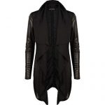 Black leather look sleeve waterfall jacket $100.00 | Leather look .