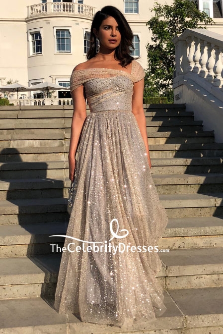 Priyanka Chopra A-line Sparkly Formal Dress Royal Wedding .