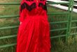 Vintage Dresses | Plus Size Western Satin Red Dress | Poshma