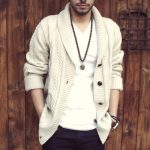 Men's Off White Oversized Forever21 Cardigans, Dark Brown Brogues .