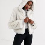 ASOS DESIGN hooded faux fur jacket in white | AS
