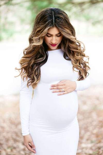 White Spandex Maternity Dresses with Long Sleeves – loveangeldre