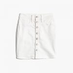 Women's Stretch Denim Straight Mini Skirt in Tile White: Button .