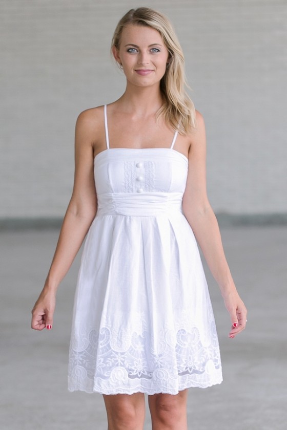White A-Line Sundress, Cute White Dress, Summer Dress Lily Boutiq