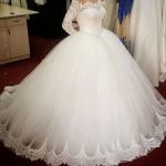 Charming Ball Gown White Wedding Dress with Long Sleeves Lace .