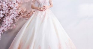 Affordable Champagne Pearl Pink Floor-Length / Long White Wedding .