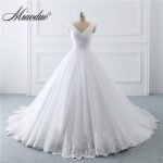2019 Simple White Wedding Dresses Princess long Applique Puffy .