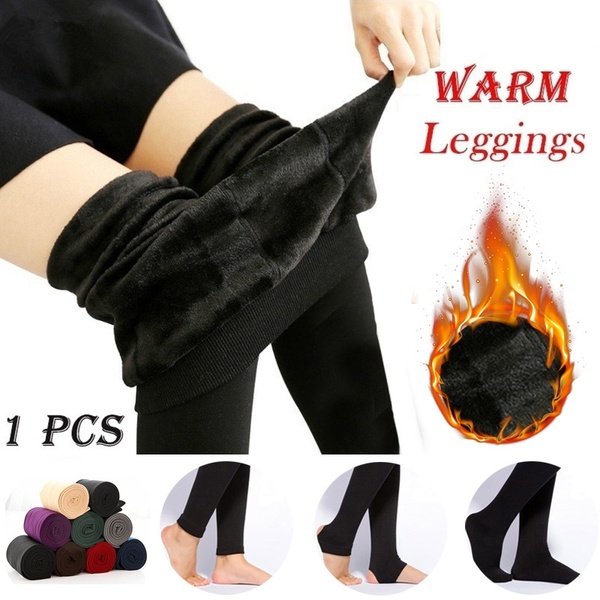 Fashion 9 Colors Brushed Stretch Fleece Lined Thick Tights Warm .