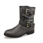 Women's Buckle Mid Calf Boots - Dark Grey - CD186RY4D