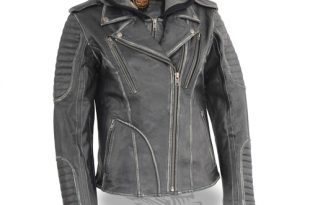 Women's Leather Biker Jacket (Milwaukee Leather) Hoodie Lin