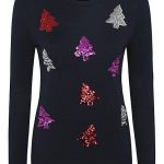 Cute Christmas Jumpers - Christmas Trees Sequin Jumper | Women .