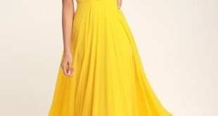 Lovely Yellow Maxi Dress - Yellow Surplice Bridesmaid Dre